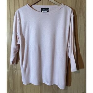 Sag Harbor PL Petite Large Pink 3/4 Sleeve Knit Sweater Top